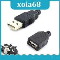 xoia68 Shop 5pcs 3 in 1 Type A Female Male Mirco USB 2.0 Socket 4 Pin Connector Plug Black Plastic Cover DIY Connectors Type-A Kits