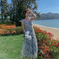 Gentle wind broken beautiful condole belt dress summer wind collar sleeveless tall waist gently to first love dress female