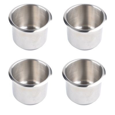 4Pcs Universal Marine Boat Cup Holder 68X55mm Stainless Steel Drop in Drink Cup Holder for Poker Table Couch