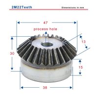 ไม่มีกำไรที่หาได้2M22ฟันเฟืองบีเวลเส้นผ่านศูนย์กลางภายนอกความสูงรวม47มม. 30มม. รูกระบวนการเกียร์วัสดุเหล็กคาร์บอนต่ำ