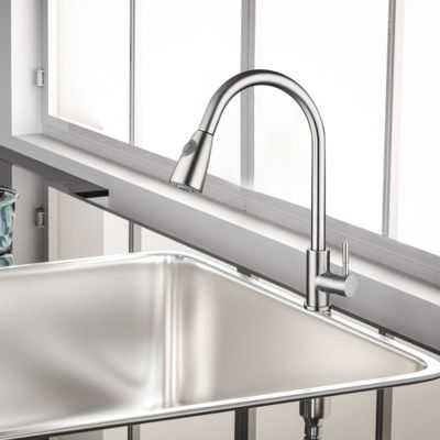 43cm Pull-out Faucets Stainless Steel Kitchen Single Hole Sink Tap Rotatable Single Handle Faucet Taps Kitchen Fixture