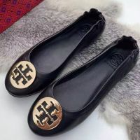 European and American Tory burchˉ foreign trade TB shallow mouth sheepskin womens shoes flat soft bottom super soft egg roll shoes round toe dancing shoes leather ballet shoes