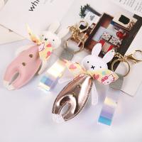 1pcs New Ecofriendly PU Leather Bow Tie Rabbit Plush Keychain Bunny Doll Long Leg Pendant Bow Doll Gift Kawaii Girl Accessories