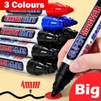 ปากกาปากกามาร์กเกอร์กันน้ำขนาดใหญ่1ชิ้น4มม. เขียนโปสเตอร์สีน้ำมัน/กราฟฟิตีปากกาทำเครื่องหมายสีดำแดงน้ำเงินปากกามาร์กเกอร์สี
