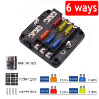 Car 12V 32V Plastic Cover Fuse Box Holder M5 Stud With LED Indicator Light 6 Ways 12 Ways Blade for Auto Boat Marine Trike