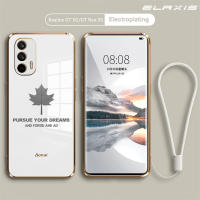 ELAXIS เคสโทรศัพท์ Realme GT 5G/GT Neo 5G/GT Neo 2T ลายใบเมเปิ้ลพิมพ์ลายตรงขอบซอฟท์ TPU ไฟฟ้า,เคสโทรศัพท์กันตกมีเลนส์พร้อมสายคล้อง