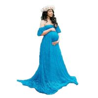 Maternity Wedding Dress Sexy Lace Photography Props Pregnancy Woman Photo Shoot Pregnant Baby Shower Clothes Cotton Maxi Gown