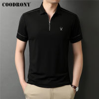 COODRONY Brand High Quality Summer New Arrival Pure Color Casual Short Sleeve Polo-Shirt Men Fashion Zipper Collar Tops C5234S