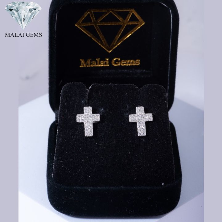 malai-gems-ต่างหูเพชร-เงินแท้-silver-925-เพชรสวิส-cz-เคลือบทองคำขาว-รุ่น-155-40e0042-แถมกล่อง-ต่างหูcz-ต่างหูเงินแท้