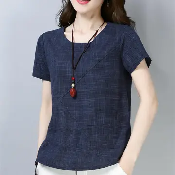 ladies short sleeve cotton blouses
