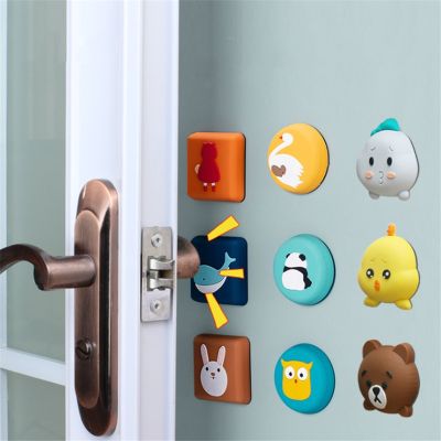 2PCS Wall Protector Door Handle Bumper Guard Stopper Anti-slip Sticker Self Adhesive Rubber Cute Animal Door Crash Pad Stops Decorative Door Stops