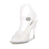 Mm pole dancing shoes 10 cm female fine with non-slip shows bigger sizes waterproof transparent crystal sandals