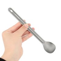 ﹍ Titanium Long Handle Spoon Fork Light Weight Titanium Tableware Picnic Utensils Spoon Fork Outdoor Travel Supplies