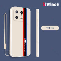 NIWINEE เคสโทรศัพท์รันเวย์ด้านข้างสีขาวสำหรับ Xiaomi Mi 13 11 Lite 5G NE 10T Redmi Note 12 Pro Plus + 11 11S 4G 9S POCO F5 X5 Pro X3 GT F3 5G เคสซิลิโคนรูปสี่เหลี่ยมพร้อม Z001-1ปกป้องกล้องสัมผัสนุ่มฟรีสายคล้อง