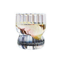 แก้วลายทางทรงอ้วนน่ารัก Cute Stripes Chubby Borosilicate Glass ขนาด 200ml.