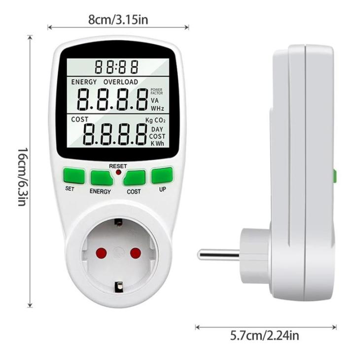 จอมอนิเตอร์การใช้ไฟฟ้าซ็อกเก็ตเครื่องวัดกำลังไฟฟ้ามิเตอร์วัตต์ดิจิตอลพลังงานไฟฟ้าซ็อกเก็ตมิเตอร์การใช้ไฟฟ้าจอมอนิเตอร์ทนทานการใช้พลังงานไฟฟ้า