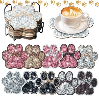 Home Décor With Diamond Painting Affordable Coaster Sets Animal-shaped Mats &amp; Pads DIY Diamond Painting Kits Pet-themed Coasters