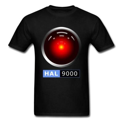 Men Tshirts Hal 9000 T Shirt Geek Movie Tshirt Printed Tees Creative Design Male Clothes Cotton Fabric Black