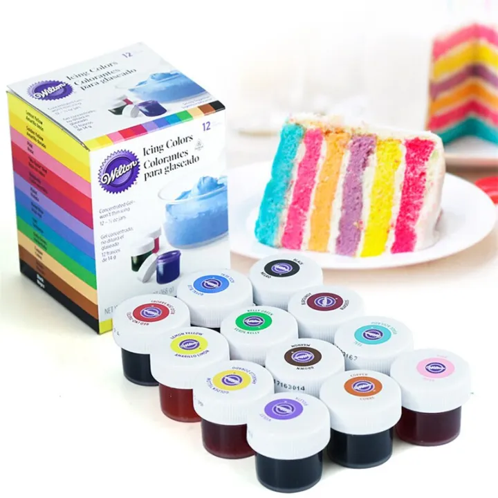 Wilton 12-Color Natural Food Coloring Set Gel-Based Food Additives Baking Ingredients Fondant ...