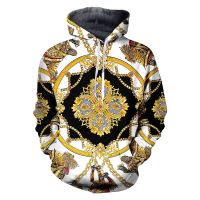 2023 style 3D Hoodies Men/Women Luxury  Golden Flowers Long Sleeve Pullover Sweatshirt Casual All Over Printed Tracksuit Designs，can be customization