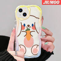 เคส JIUMOO สำหรับ iPhone 14 Pro Max 14 Plus 13 Pro Max 13เคสมินิการ์ตูนน่ารักยิ้มโชคดีเนื้อครีมรูปกระต่ายขอบกันกระแทกแบบใสนิ่มเคสมือถือโปร่งใสลายกล้องถ่ายรูปความคิดสร้างสรรค์เคสซิลิกาเจลฝาครอบป้องกัน