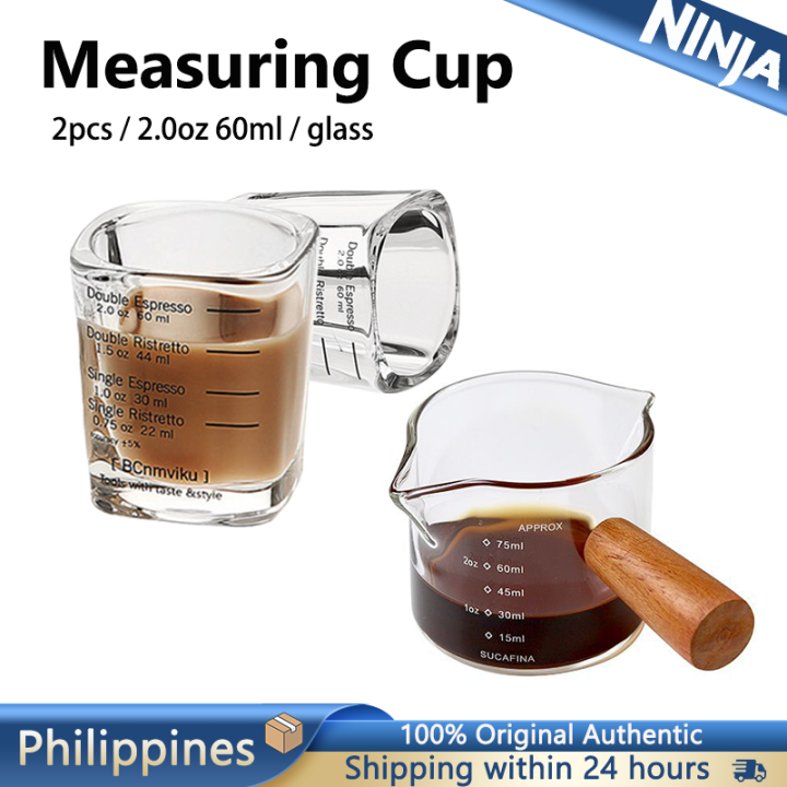 BCnmviku 2PCS Measuring Cup Shot Glass 4 Ounce/120ML Liquid Heavy High Espresso  Glass Cup