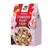 Granola Strawberry Yogurt 200g Younger Farm brand cereal breakfast Fast shipping ยังเกอร์ ฟาร์ม กราโนล่า ธัญพืชอบกรอบ รสสตอรเบอร์รี่ โยเกิร์ต 200 กรัม