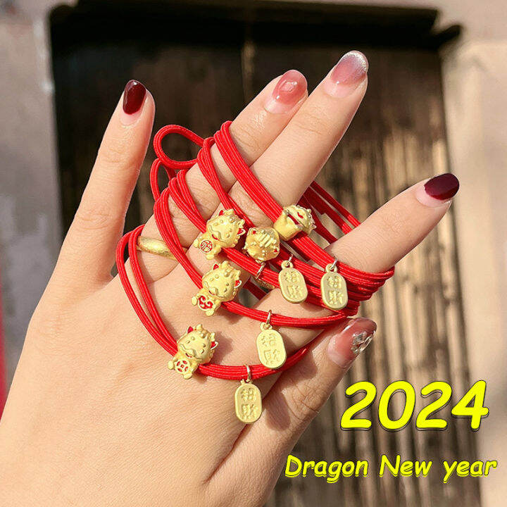 【IN STOCK】Handmade Red String Lucky Charms Dragon Bracelet for Women