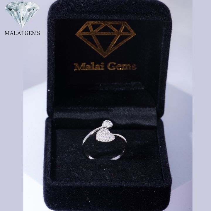 malai-gems-แหวนเพชร-แหวนเพชรหัวใจ-เงินแท้-925-เคลือบทองคำขาว-ประดับเพชรสวิส-cz-รุ่น-151-40r0021-แถมกล่อง-แหวนเงินแท้