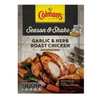 สินค้านำเข้า ♦ (x 2) Colmans Season &amp; Shake Garlic &amp; Herb Roast Chicken Family Seasoning Mix 32g โคลแมนส์ เครื่องปรุงกระเทียมและสมุนไพร 32ก