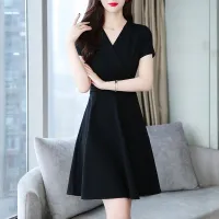 Womens Korean a-word skirt, fashion casual pure color dress