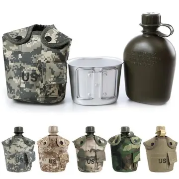 1000ml Camping Hiking Aluminum Army Green Military Canteen Water