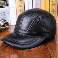 100 Genuine Leather Hat Adult Autumn Winter Warm Baseball Cap Male Earmuffs Sheepskin Hat Elderly Outdoor Peaked Cap B-7254