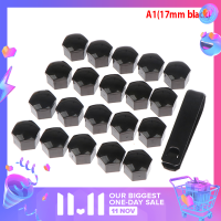 ?【Lowest price】LANG 20pcs 17/19mm WHEEL LUG NUT Center ฝาครอบ + เครื่องมือถอดชิ้นส่วนรถทั่วไป