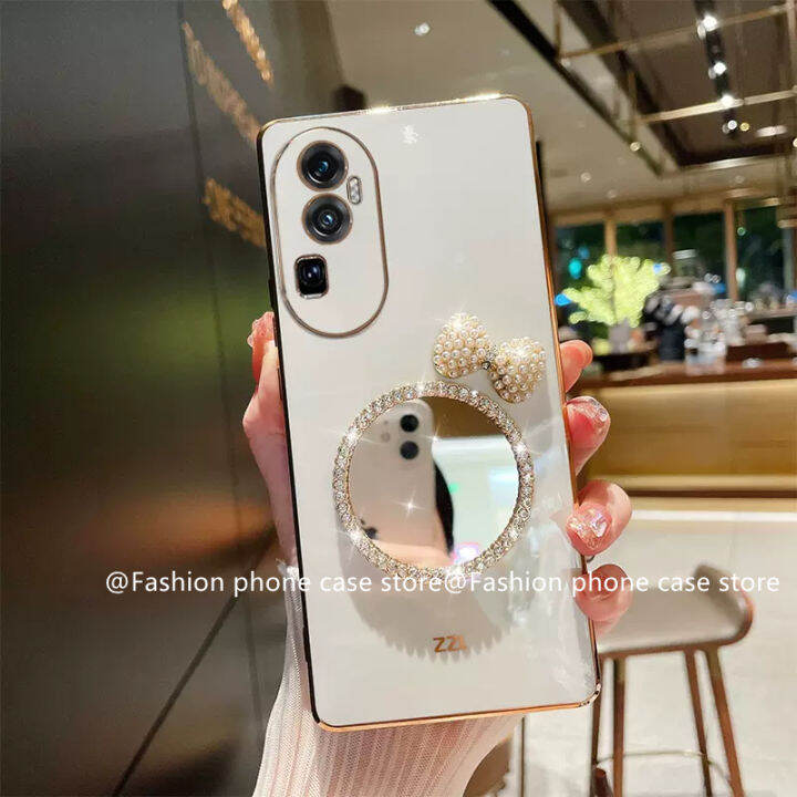 phone-case-เคส-oppo-reno10-pro-plus-5g-oppo-a78-nfc-4g-เคสซิลิโคนนิ่มป้องกันการตกพร้อมไทโบว์ติดมุกกระจกแต่งหน้า2023ขายดี