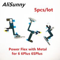 Alisunny 5ชิ้น Iphone 6สายเคเบิ้ลยืดหยุ่นสำหรับเพาเวอร์6S Plus 6P ไมโครโฟนปุ่มเปิดปิดราวโลหะ Flash