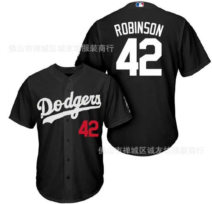 ✕ Dodgers 42 Black Fan Robinson Embroidered Baseball Jersey MLB