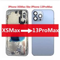 สแตนเลส DIY ที่อยู่อาศัยสำหรับ XsMax ถึง13 ProMax กลับแบตเตอรี่กลางกรอบเปลี่ยนสำหรับ Xs Max เช่น13 ProMax ปกหลัง