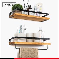 ┇ 2 Pack Floating Shelves Wall Mounted Storage Shelves Rustic Decor Accessories Kitchen Bathroom Wood Shelf with Towel Rack