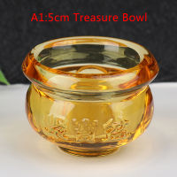 Feng Shui Chinese Crystal Gold Ingots Wealth Treasure Bowl Statue Decoration