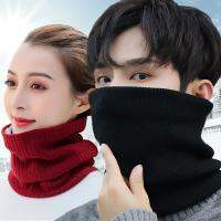 {Warm scarf}ฤดูหนาวผู้ชายแฟชั่นถัก Plush Thicken Wool ปกป้องคอผ้าพันคอ Unisex กลางแจ้ง Windproof ผ้าพันคออุ่นหญิง Pullover ผ้าพันคอ