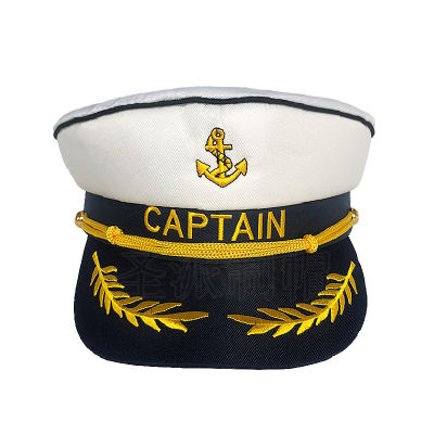 ZSHENG เสื้อสีขาวปักลายหมวกกัปตันหมวกกะลาสีสมอสไตล์ทหารเรือหมวกฮาโลวีนสำหรับการแสดงบนเวที