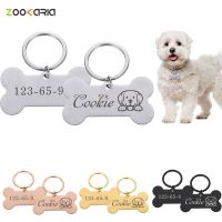 ❀∈♤ Custom Name Anti-lost ID Tag Engraved Record Tel Name Cat Puppy Personalized Bone Medal Pendant Dog Pet Collar Accessory