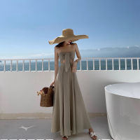 Women Set Sexy Tube Top Backless Split Fork Big Skirt 2 Piece Suit 2022 New Summer Seaside Vacation Party Fashion Chiffon Outfit