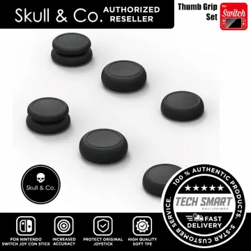 Skull & Co. Skin, CQC and FPS Thumb Grips Joystick Cap Analog Stick Cover  for Steam Deck and ROG Ally- Black, Set of 6