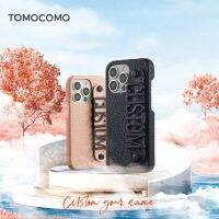 Tomocomo Leather Holding Strap Custom Name Black Big Small Metal Letter Phone Case For IPhone14 14ProMax 13 12 Mini 11Cellphone