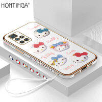 Hontinga เคสโทรศัพท์ Xiaomi Redmi 10สำหรับ Xiaomi Redmi 10,เคสมือถือการ์ตูน Hello Kitty ทำจากโครเมี่ยมชุบนิ่มทำจากวัสดุ TPU ทรงสี่เหลี่ยมป้องกันกล้องเคสยางกันรอยสำหรับเด็กผู้หญิง