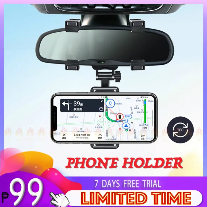 Car Rearview Mirror Phone Holder Mount Phone Holder 360 Degrees GPS