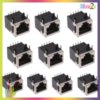 Bhece [โอลิเวอร์ทิมมี] 10ชิ้น RJ45โลหะ8 Pin PCB หญิงตัวเชื่อมต่อขวา8P8C สายเชื่อมต่อสัญญาณ