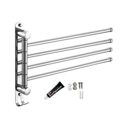 Multi-Bar Storage Rack ที่วางผ้าเช็ดตัวติดผนังสำหรับ Creative Swivel Towel Bar ห้องอาบน้ำไม้แขวนเสื้อ Kitchen Bar Tool Durable